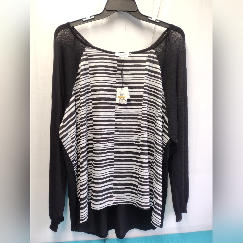 NWT CALVIN KLEIN Pullover High- Low Blouse Cardigan Lightweight Black 3X
